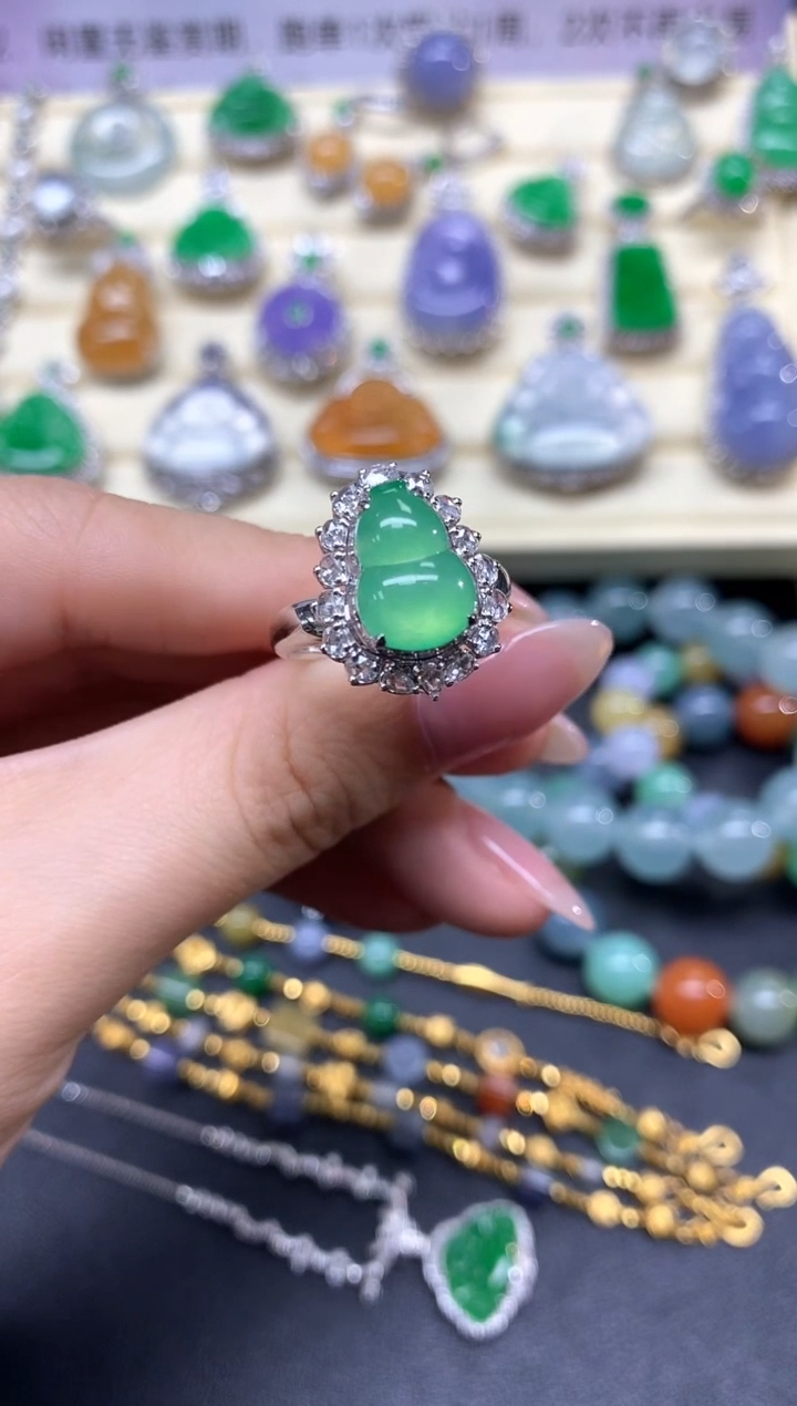 【闪购商品】翡翠戒指18K金镶嵌戒指|12500+1250