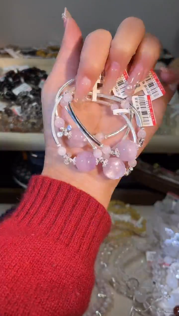 银S925镶嵌锂辉石手链k550多样性发货一件