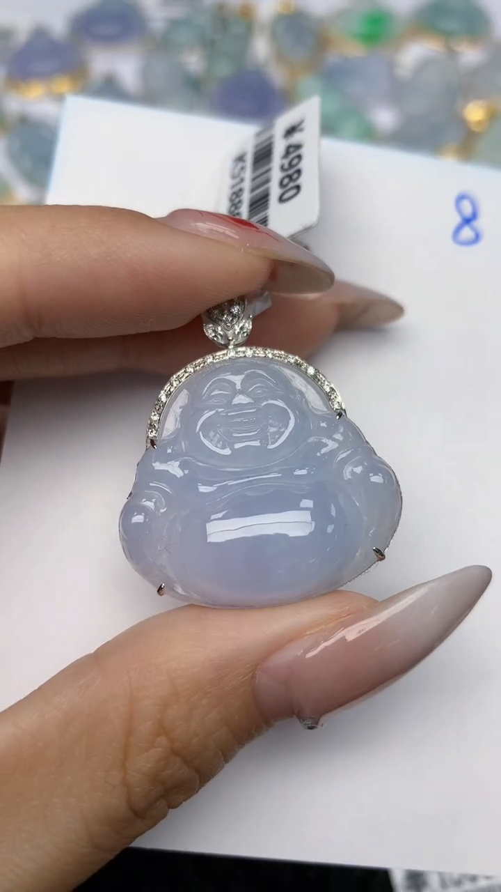 【闪购商品】翡翠颈饰18K金镶嵌天然翡翠A货，