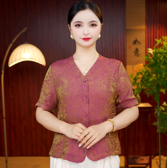 [桃月]柒夫人高定新中式短袖国风开衫上衣