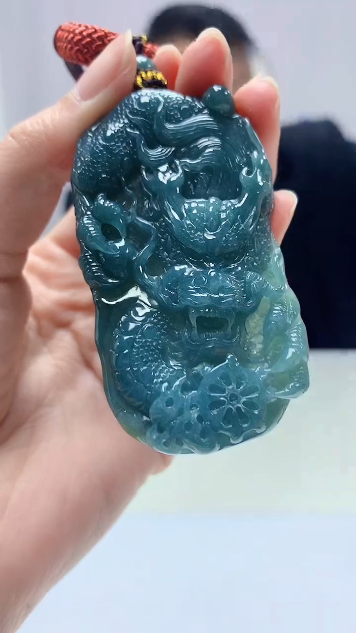 【闪购商品】定制翡翠未镶嵌4969zm-毛货挂件龙牌120