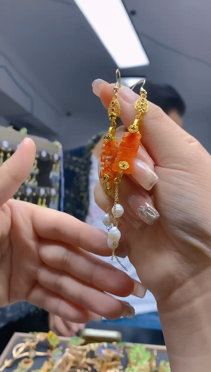 【闪购商品】翡翠耳饰合金379翡翠耳钩