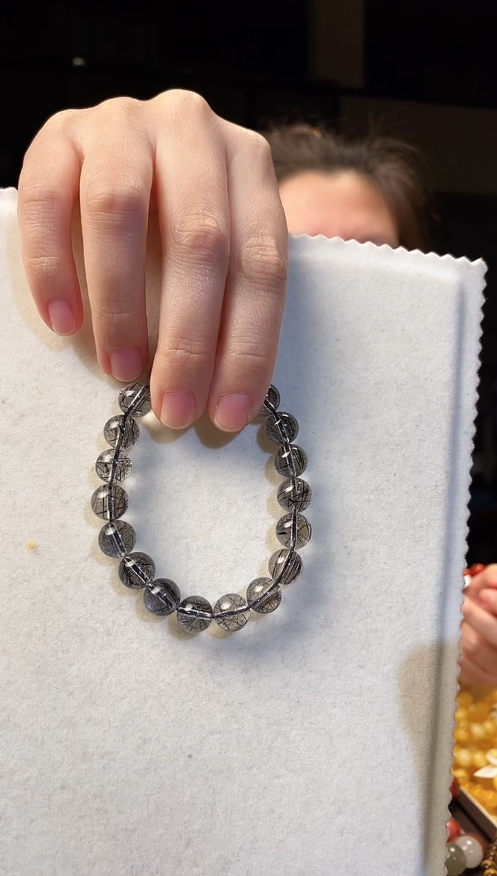 未镶嵌手串水晶S****婷黑钢丝 黑发晶9.8MM 13.5 毕业