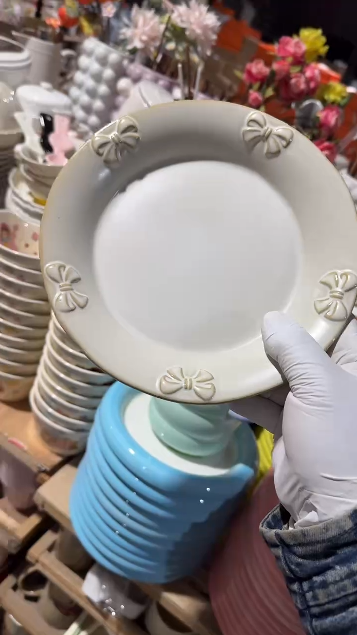 陶瓷蝴蝶结盘 微瑕凑满20元包邮