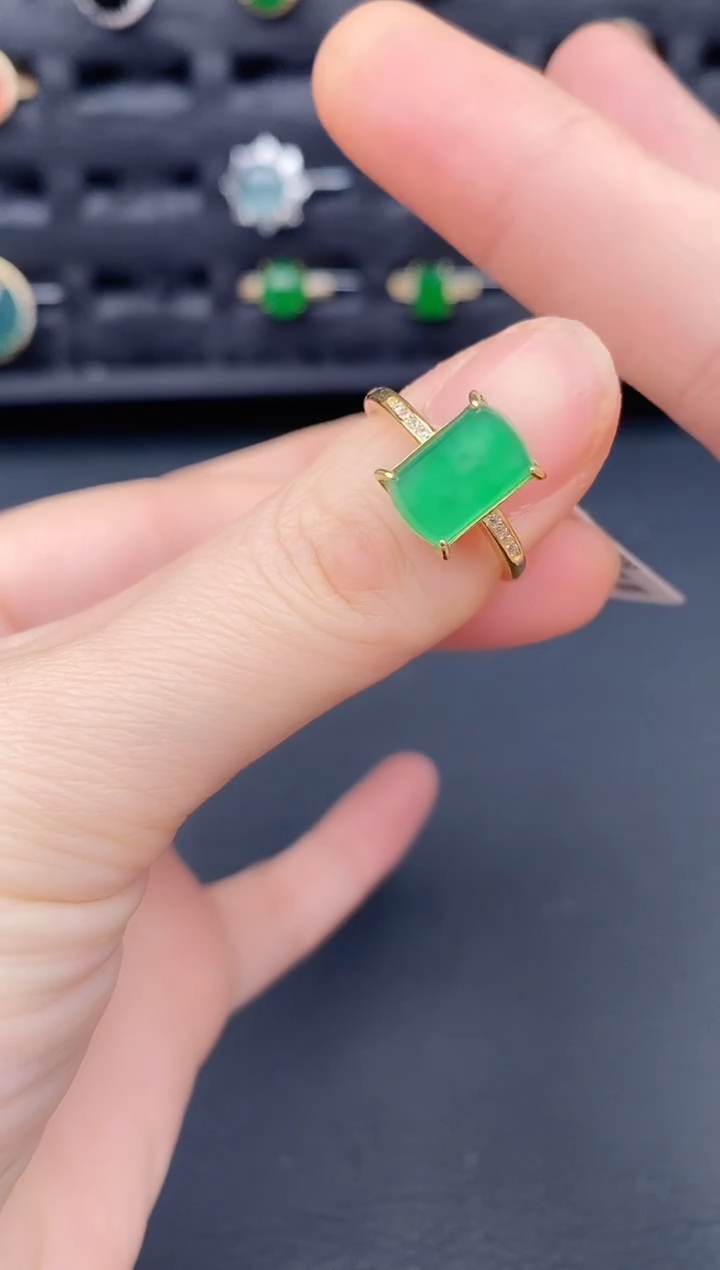 银S925镶嵌戒指翡翠天然a货翡翠123