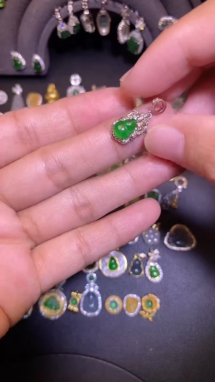 吊坠(不含链)银S925镶嵌翡翠1