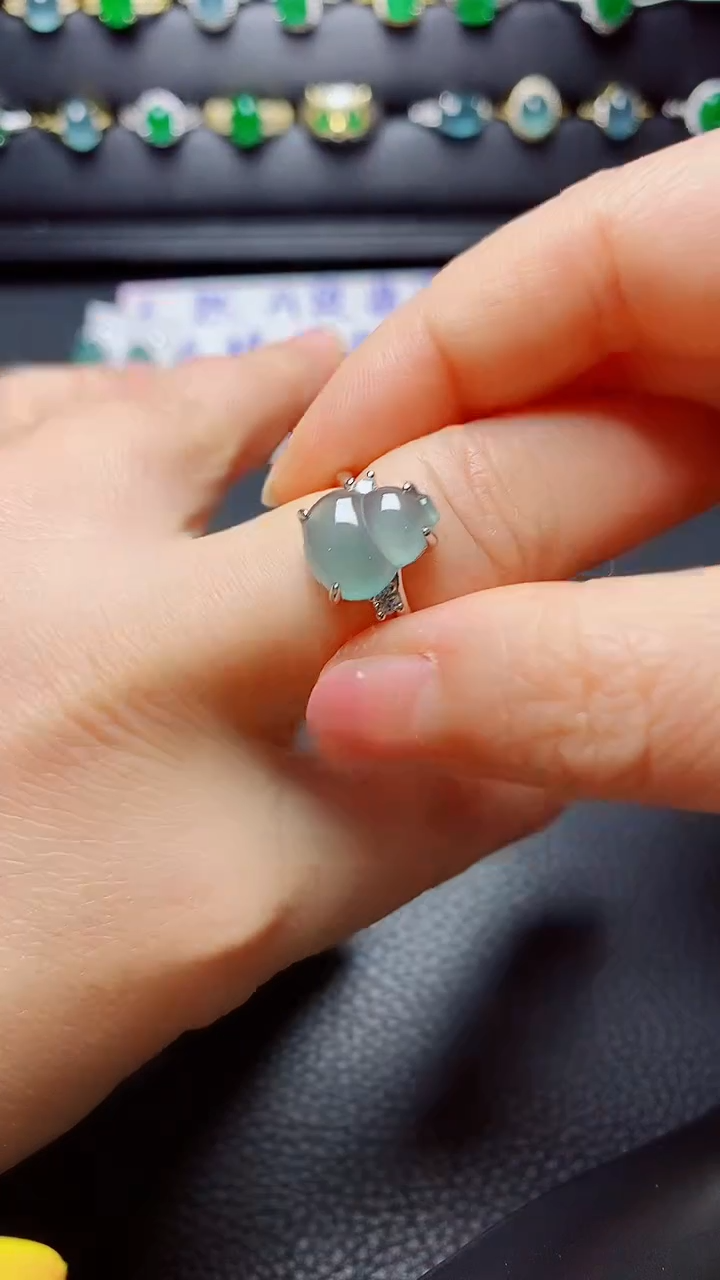 银S925镶嵌戒指翡翠  天然翡翠A货s925银镶