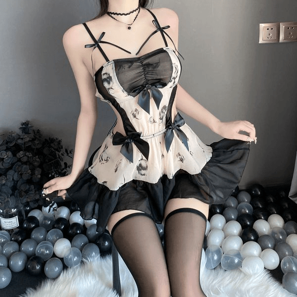 内衣性感水墨印花睡裙女