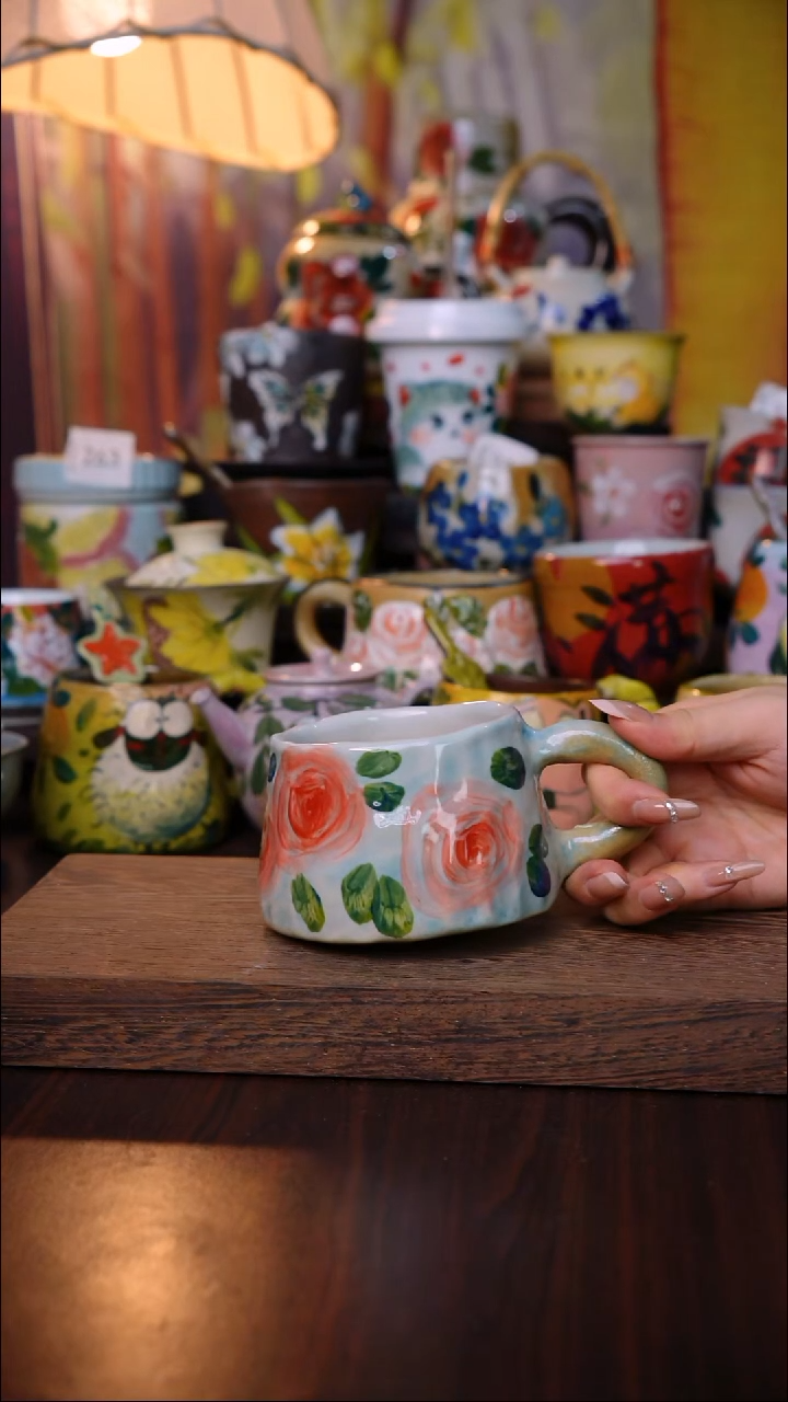 杯子陶泥垚手作 景德镇手工手绘陶瓷器物