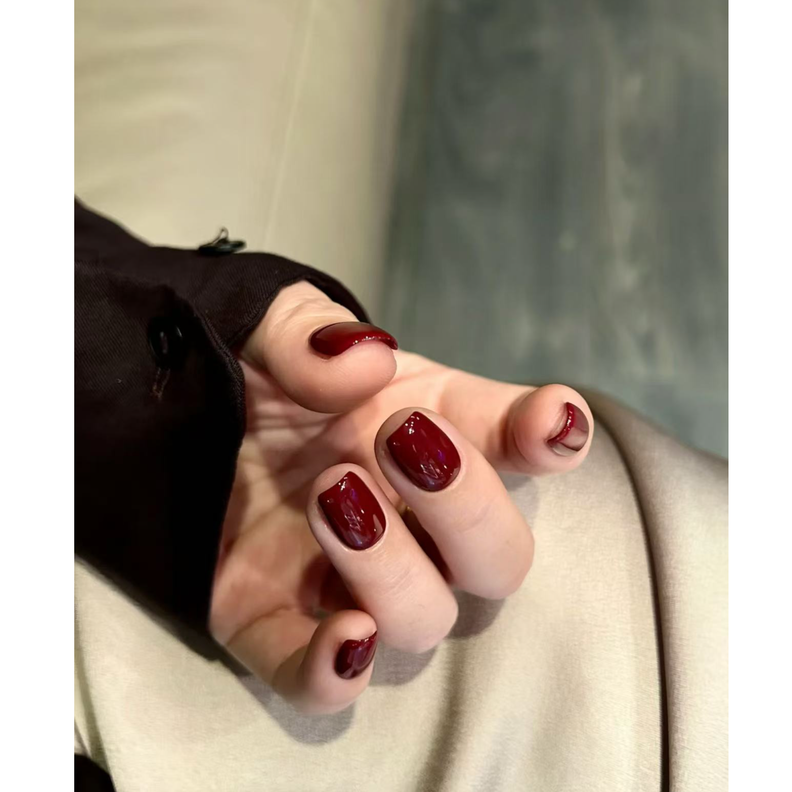 【纯色系列.勃艮第红】纯手工美甲爆款猫眼美甲手绘穿戴甲高颜值