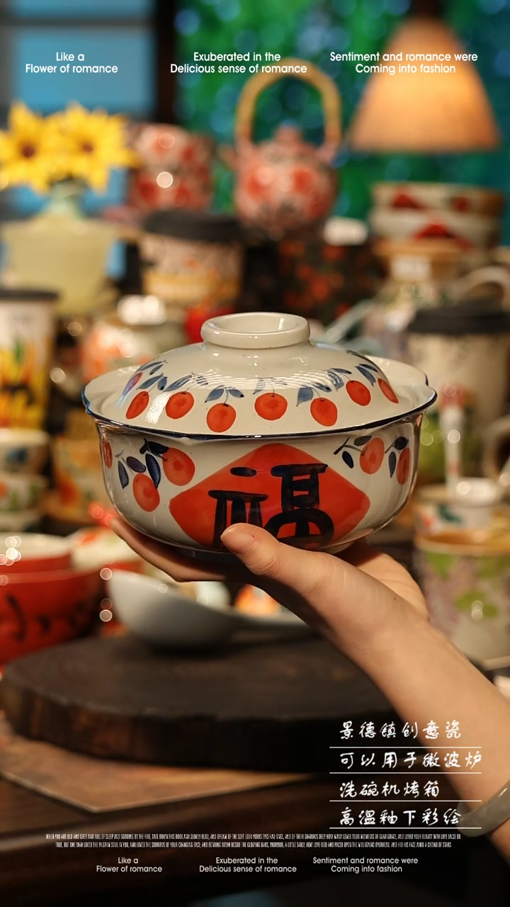 陶瓷景德镇高温釉下彩手工手绘款式