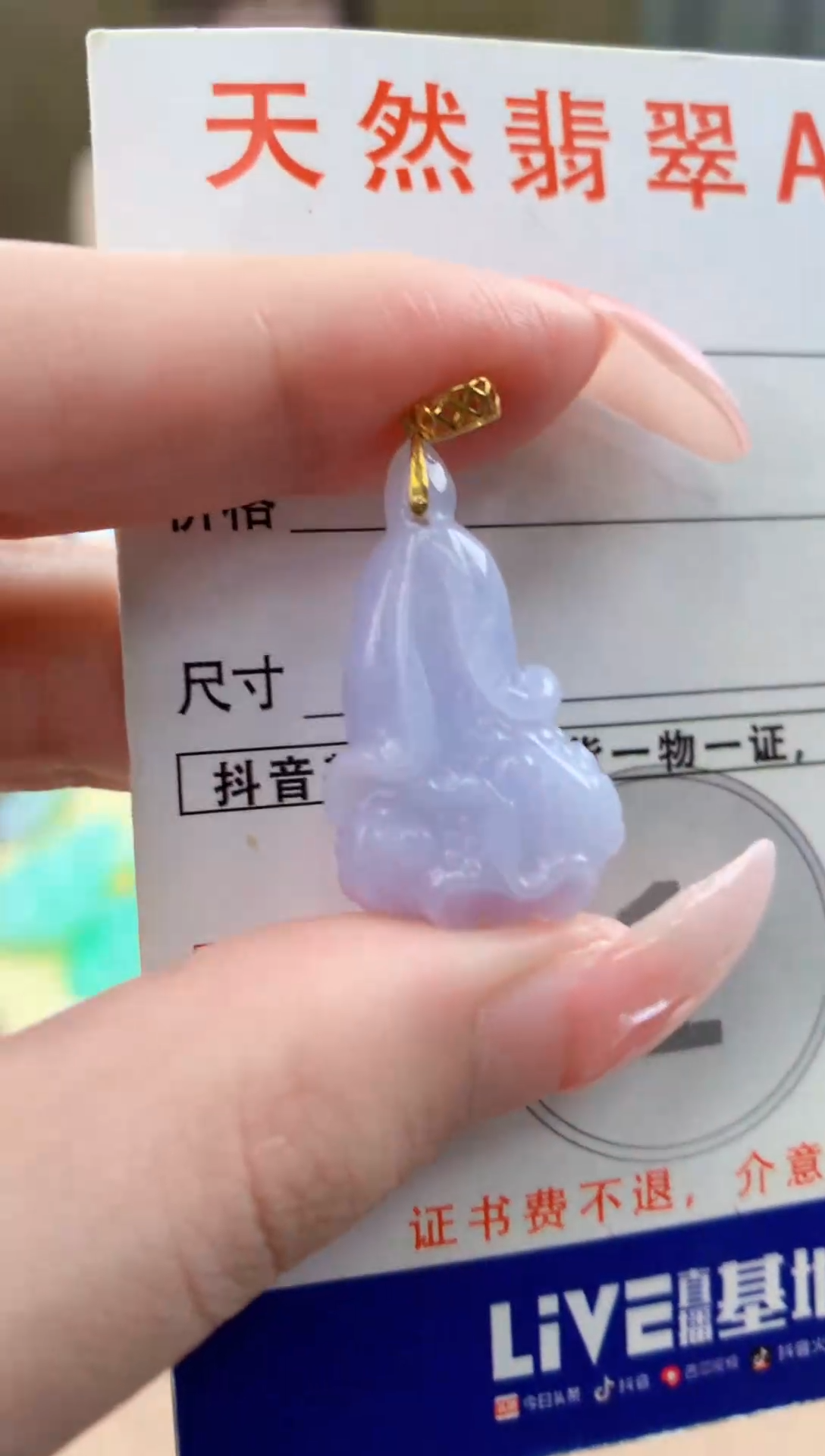 颈饰18K金镶嵌翡翠天然A货翡翠挂件