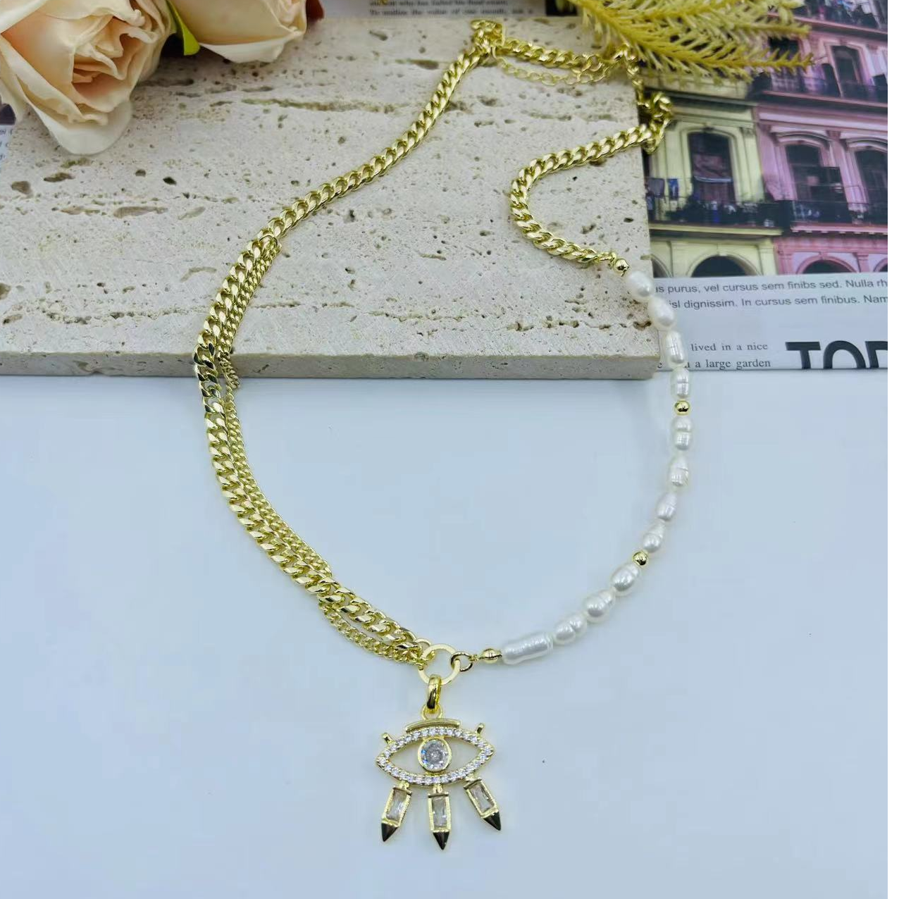 铜合金合成锆石项链 N1330-铜合金锆石项链