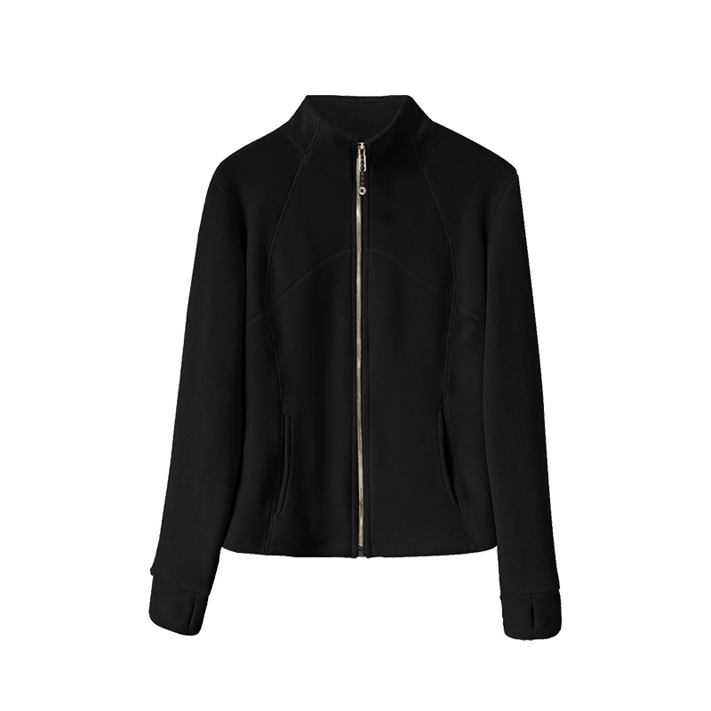 秋冬加绒休闲女防风立领修身保暖女款时尚拼接运动外套