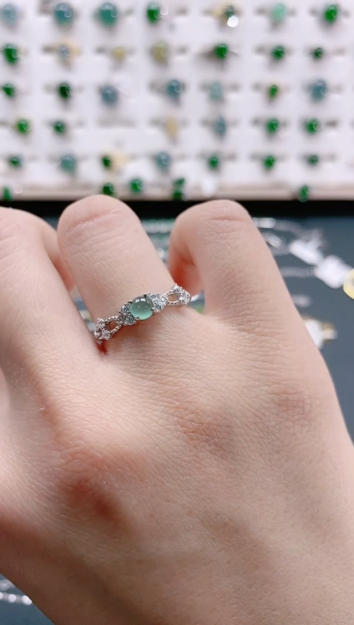 【闪购商品】翡翠戒指银S925镶嵌天然翡翠