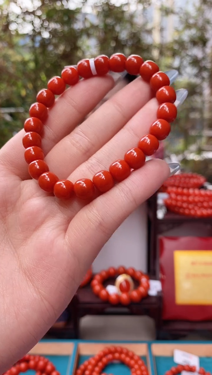 未镶嵌手链南红玛瑙收藏级瓦西南红老型珠单圈8.5+mm
