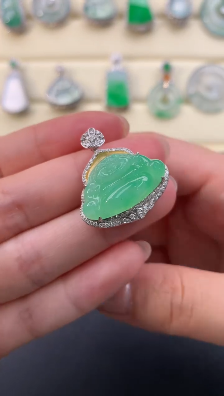 【闪购商品】翡翠颈饰18K金镶嵌D787     