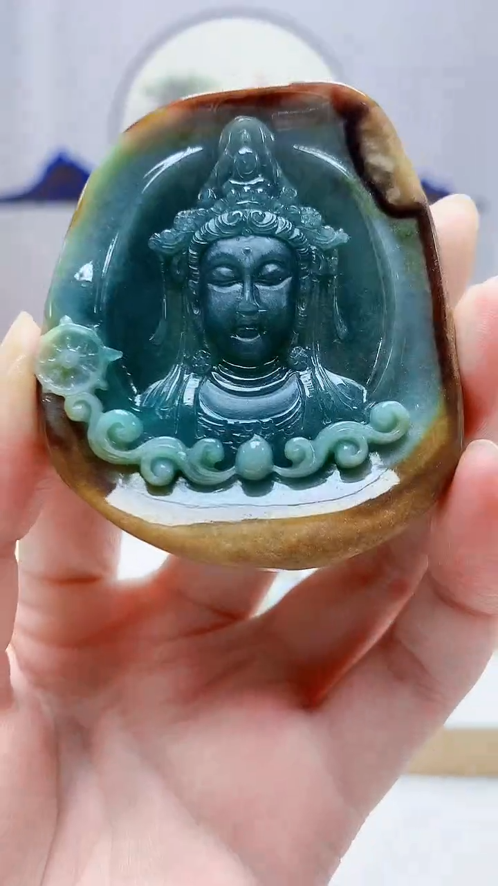 未镶嵌定制翡翠5060zm-毛货挂件观音106