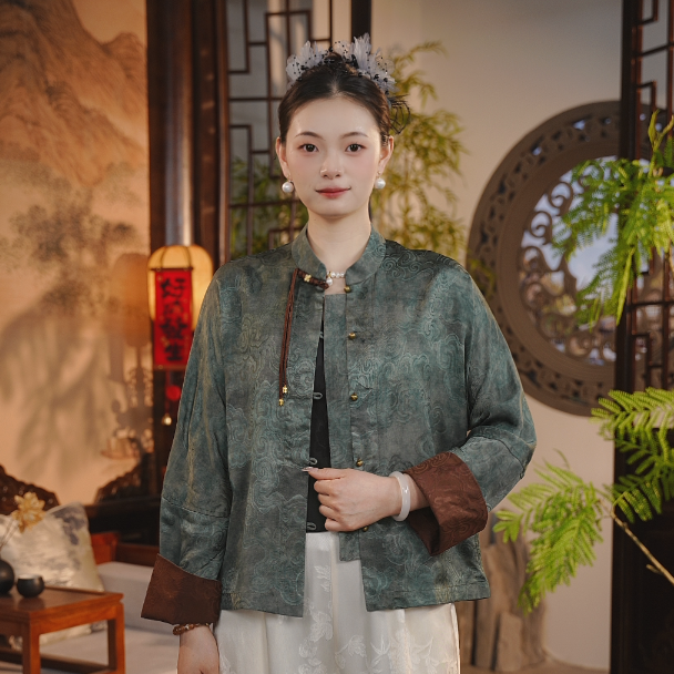 祥云 定制老料织花新款宽松气质显瘦外套0323