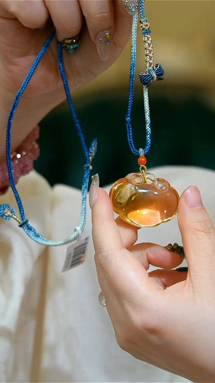 【闪购商品】黄晶项链未镶嵌黄水晶如意手工绳项链