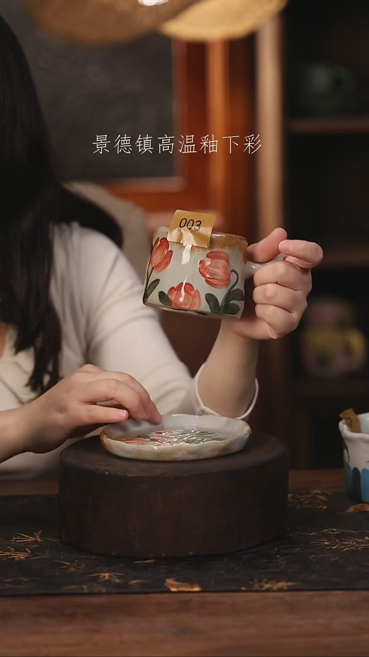 陶瓷景德镇高温釉下手绘陶瓷@L003@