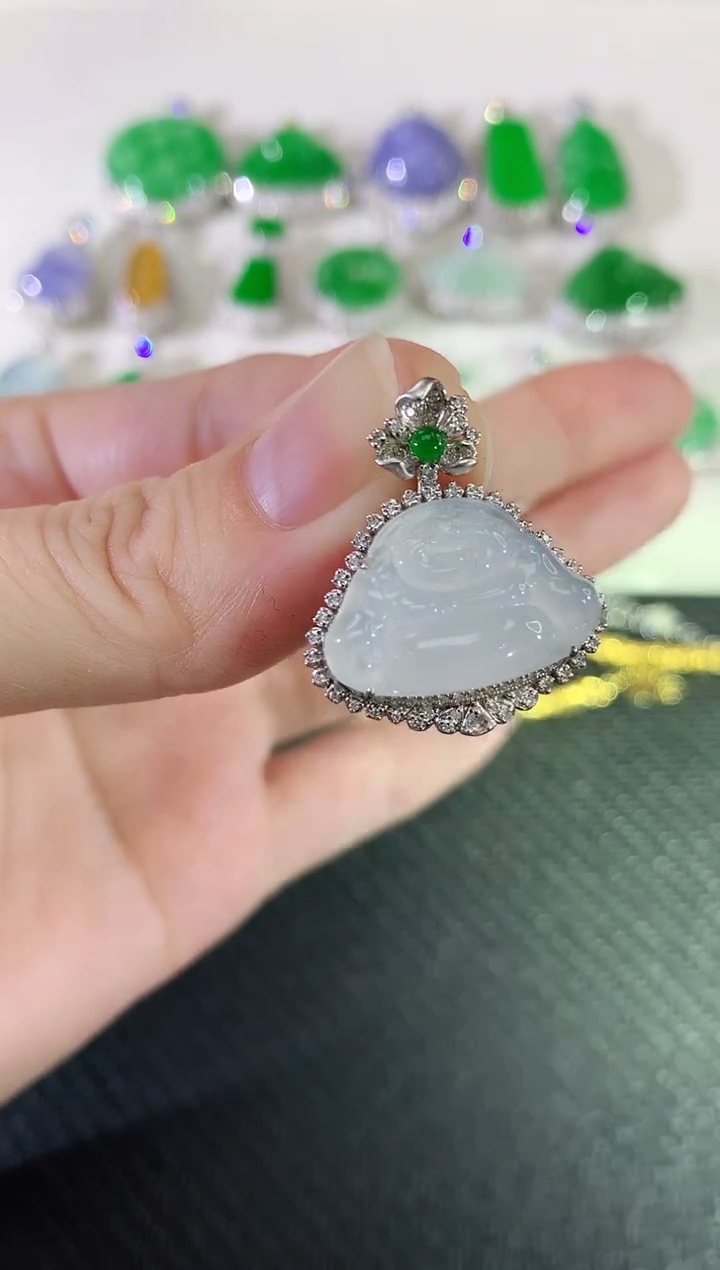 吊坠(不含链)18K金镶嵌翡翠佛公|2980