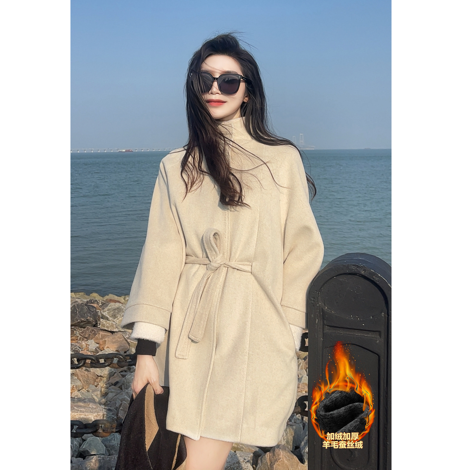 《名媛千金》超细羊毛大衣毛呢外套设计师显瘦高级感时尚赫本风1230