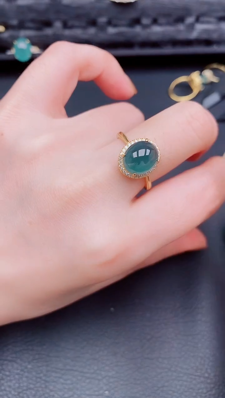 【闪购商品】翡翠戒指银S925镶嵌天然a货翡翠240