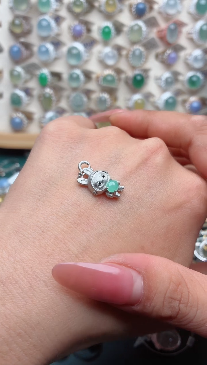 吊坠(不含链)银S925镶嵌翡翠.