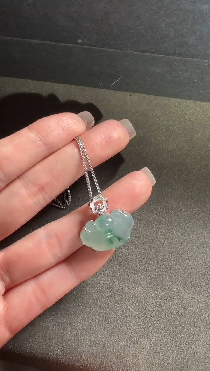 【闪购商品】翡翠颈饰18K金镶嵌翡翠如意头