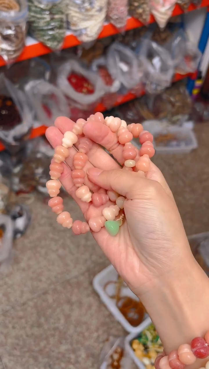 吊坠菩提根/象牙果粉色葫芦双圈