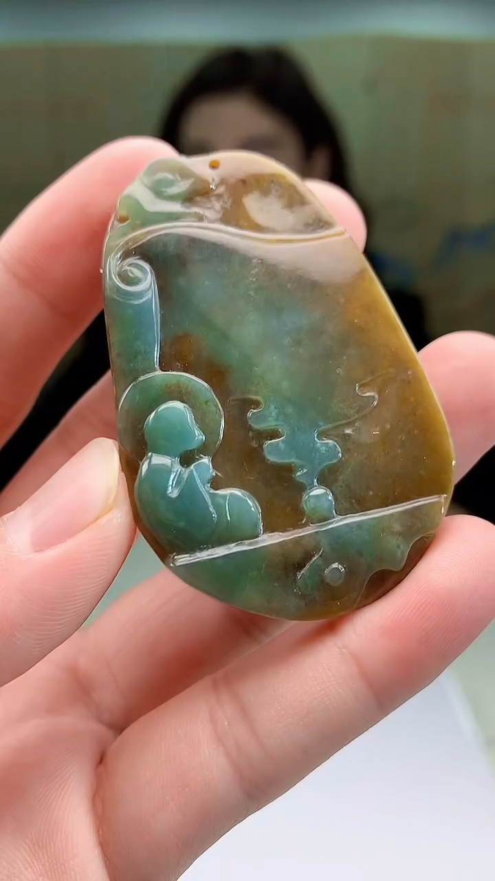 【闪购商品】定制翡翠未镶嵌4829bb-毛货挂件57