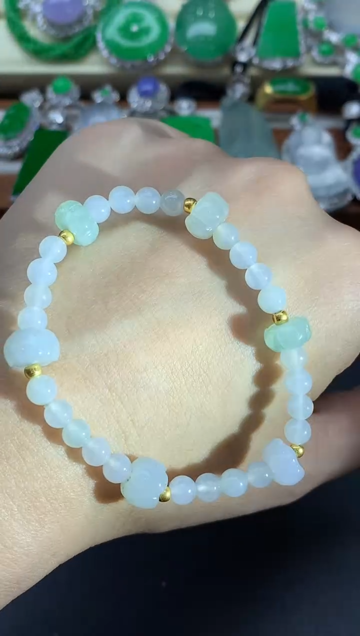 足金镶嵌手链翡翠207-中国好珍宝