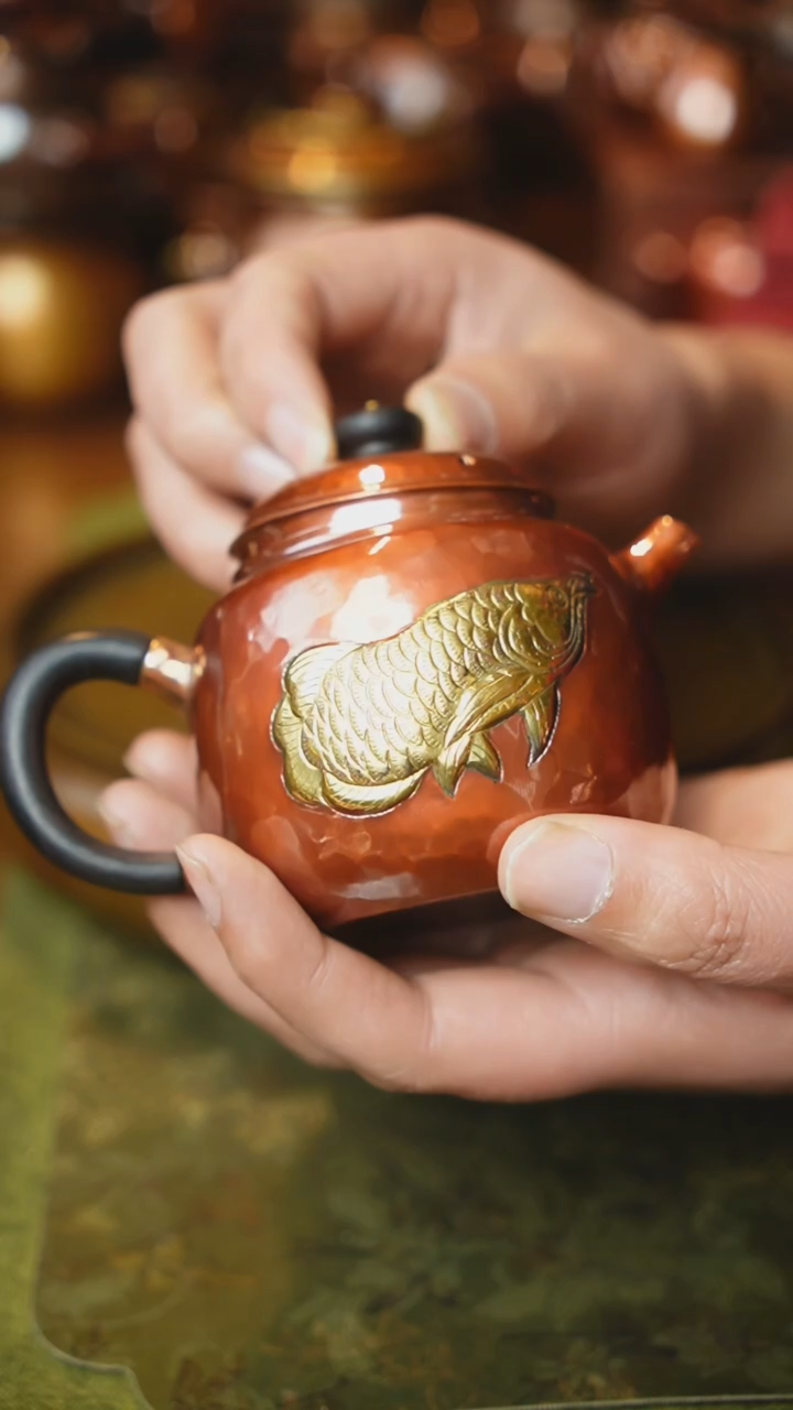 【闪购商品】紫铜金龙鱼红色双面鱼