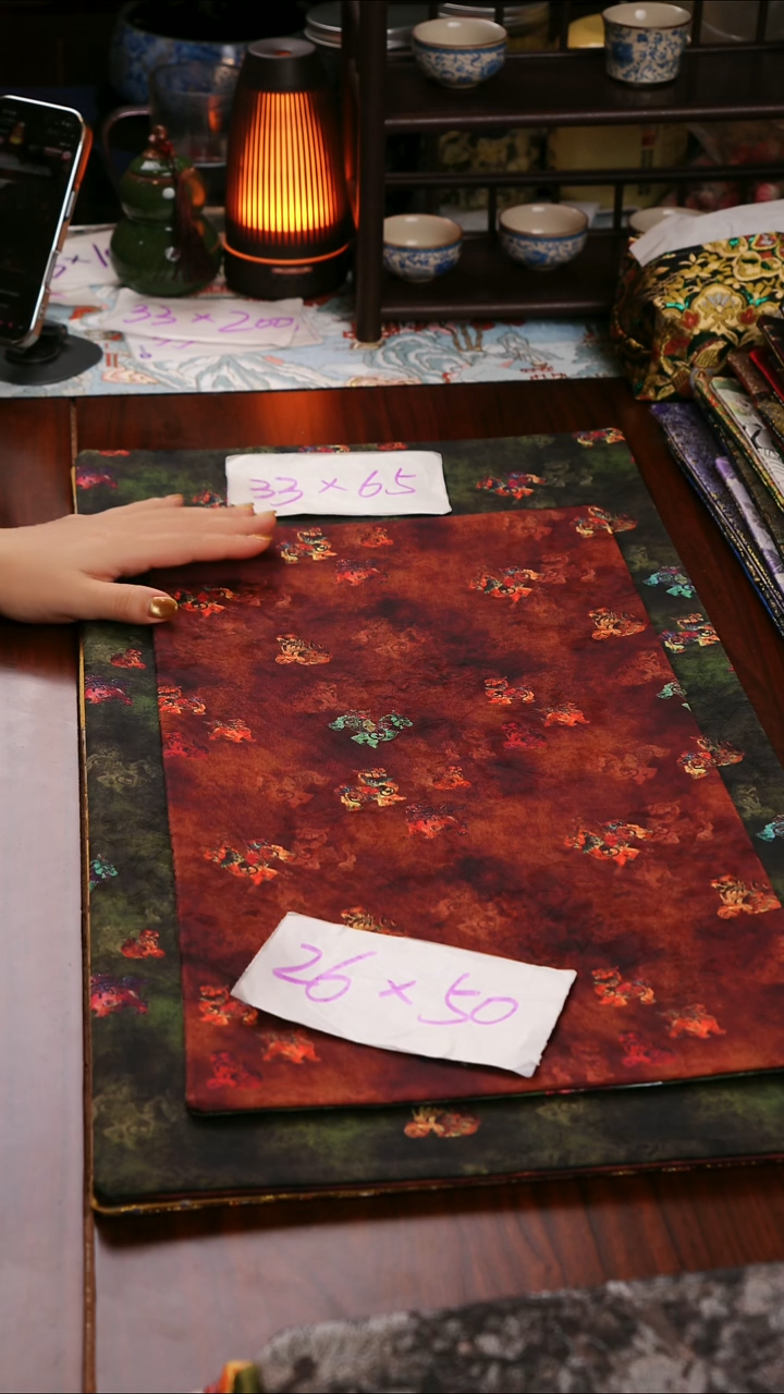 【麒麟棕绿双面】中国风干泡织锦茶席26*50