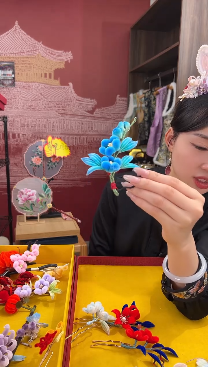 【闪购商品】刺绣非遗绒花（发饰）