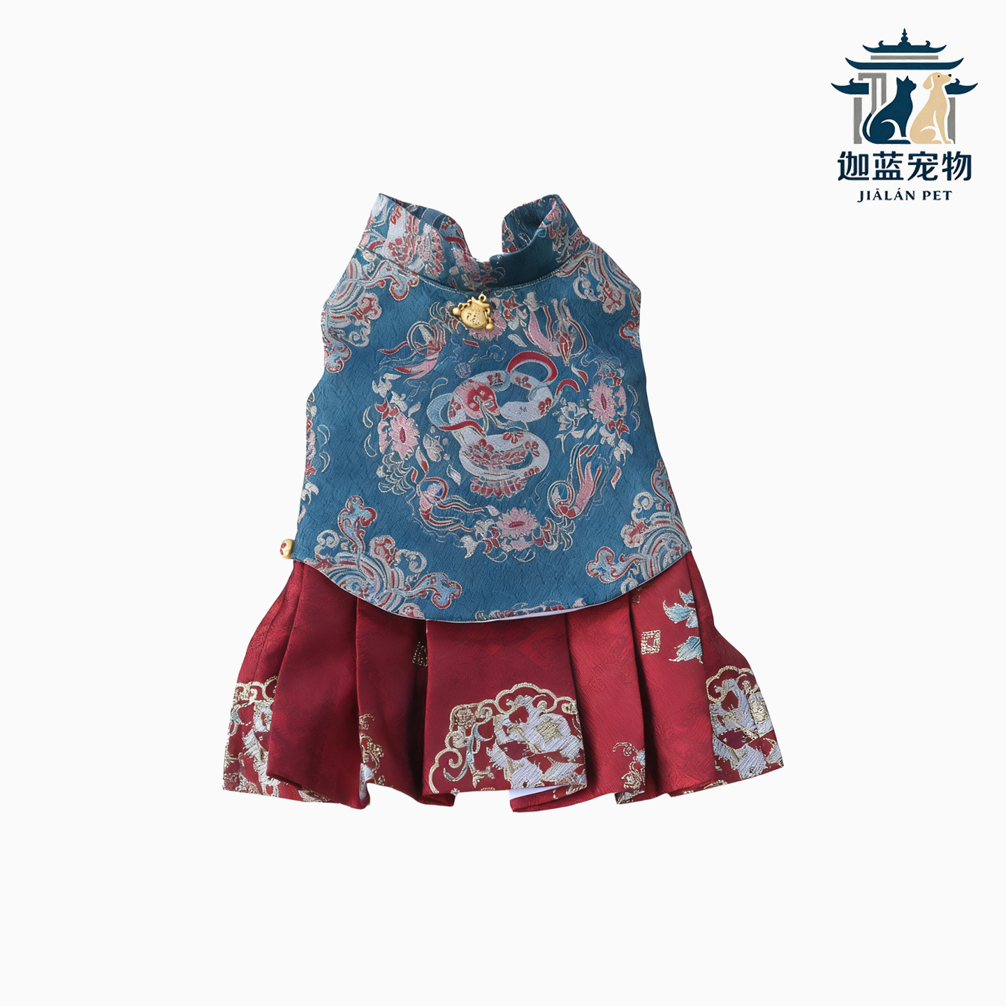 JIALAN PET迦蓝宠物衣服蛇纹新中式马面裙狗春夏唐装国风薄款背心