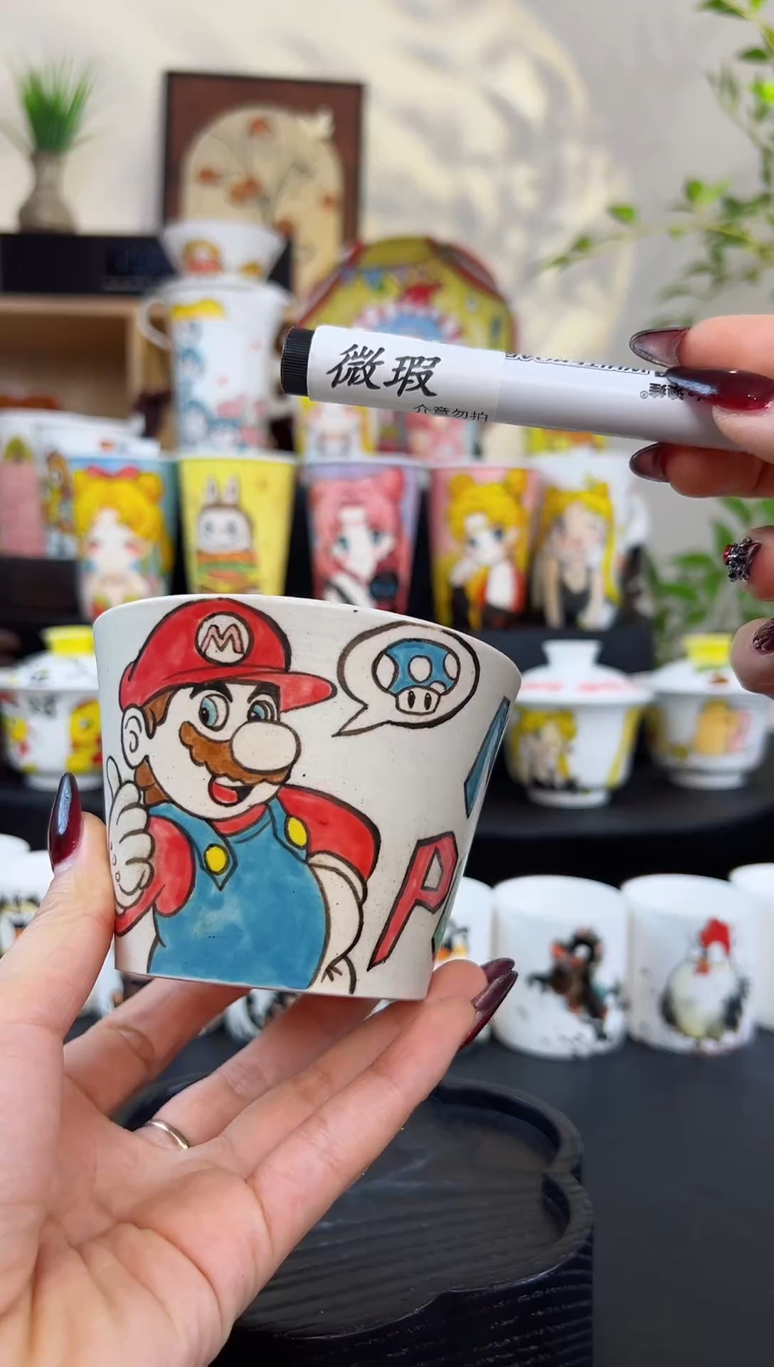 【闪购商品】摆件笙笙漫 手工手绘陶瓷杯杯