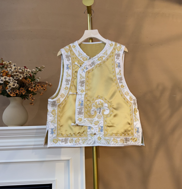 [‌凝月]Q518春季新款女士印花马甲复古国风马夹外套时尚洋气