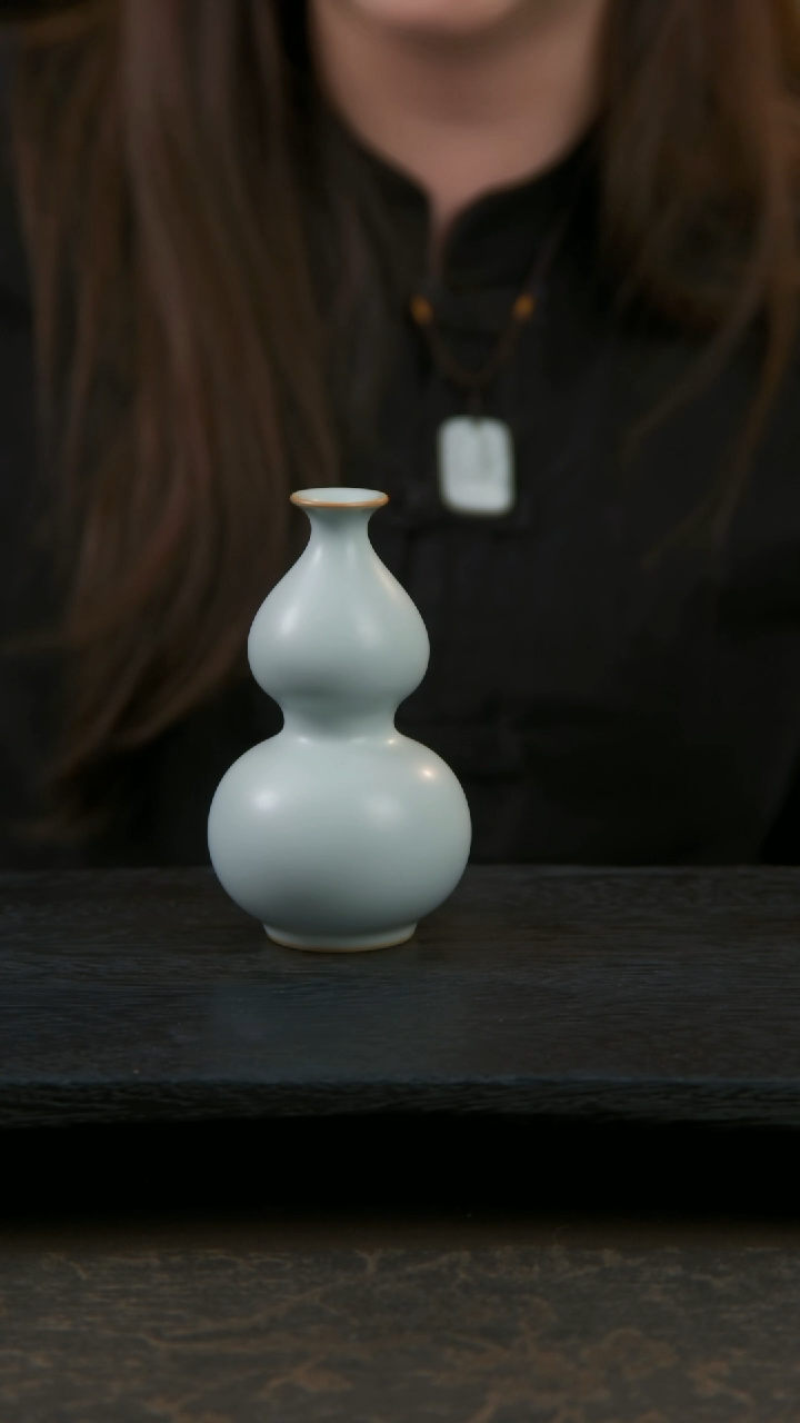 【闪购商品】杯汝窑开片工艺宝葫芦瓶1