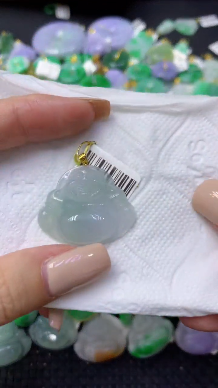 颈饰18K金镶嵌翡翠天然缅甸翡翠A货