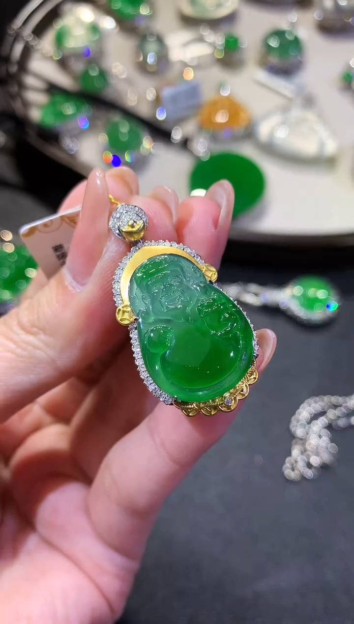 【闪购商品】翡翠吊坠(不含链)18K金镶嵌118（无鉴赏米爷