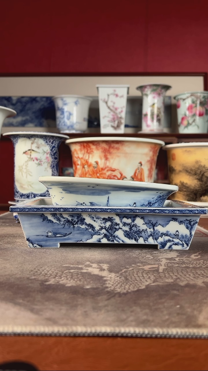 【闪购商品】釉下青花山水盆 釉下青花山水盆