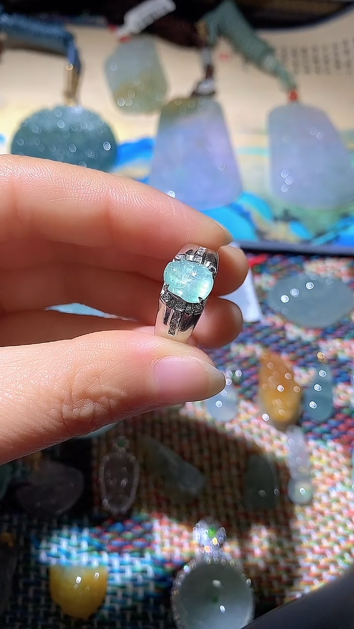 银S925镶嵌戒指翡翠翡翠11