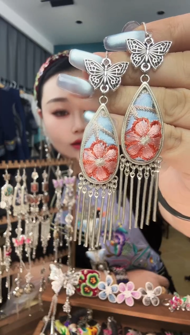 刺绣纯手工民族风刺绣耳环