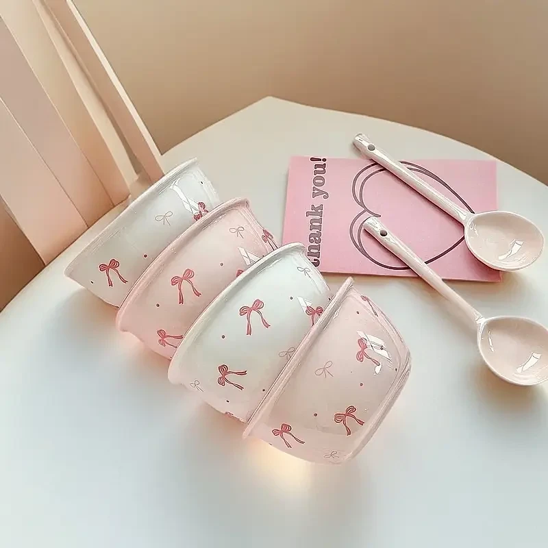 【少女心碗勺】陶瓷少女心沙拉碗干饭喝汤勺碗勺蝴蝶结高颜值餐具
