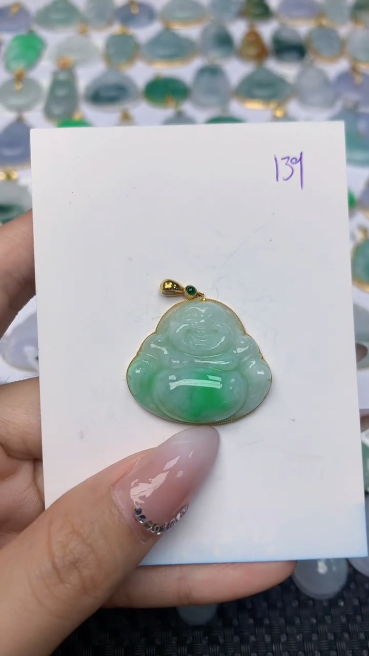 【闪购商品】翡翠颈饰18K金镶嵌 天然翡翠A货