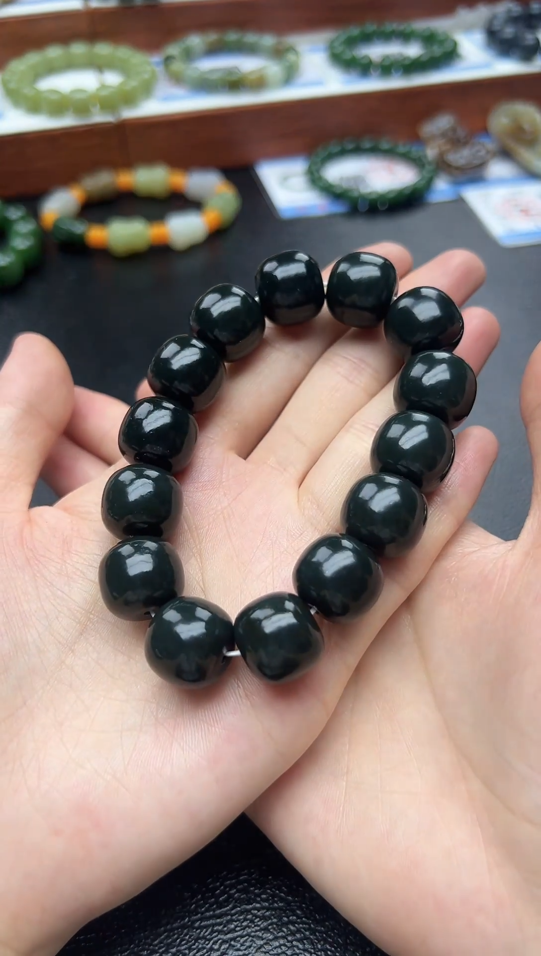 手串未镶嵌和田玉且末蓝卡16老型珠精品手串