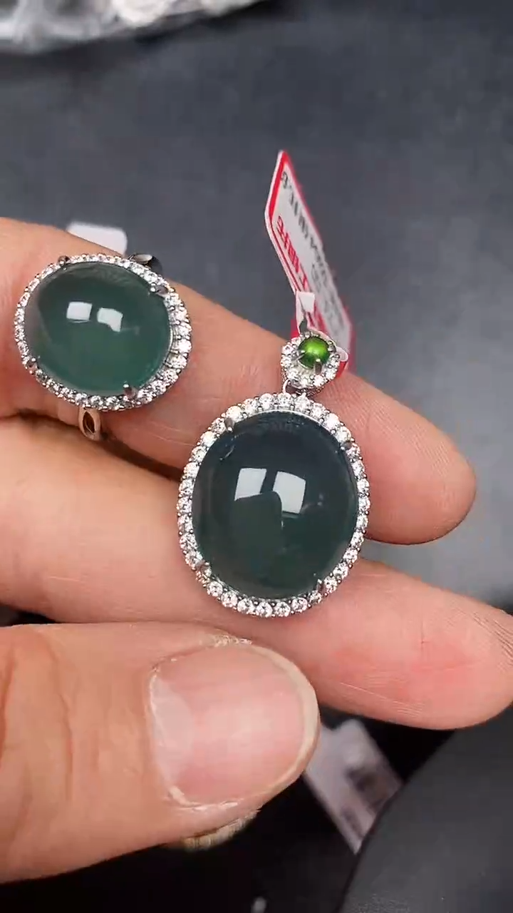 银S925镶嵌戒指翡翠4100