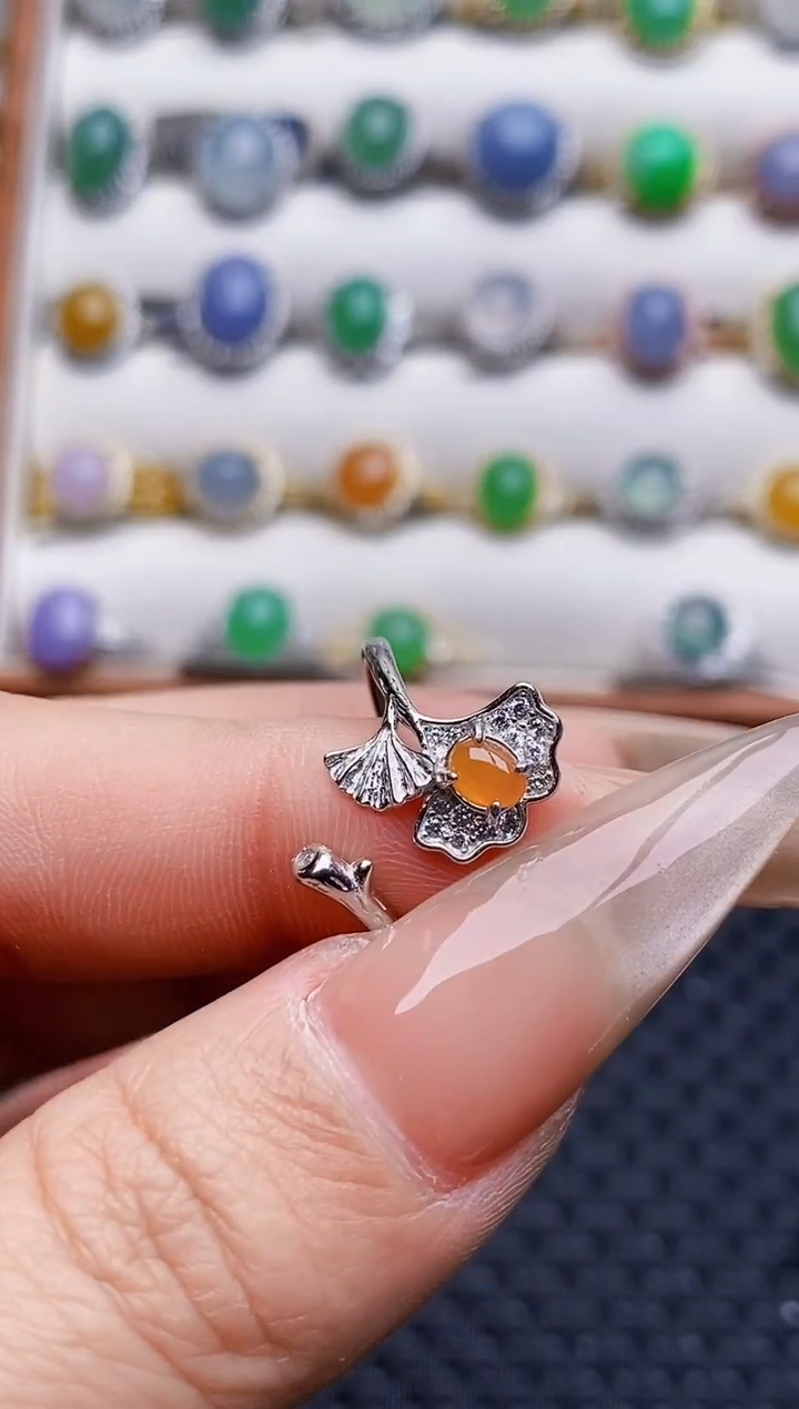 银S925镶嵌戒指翡翠5764